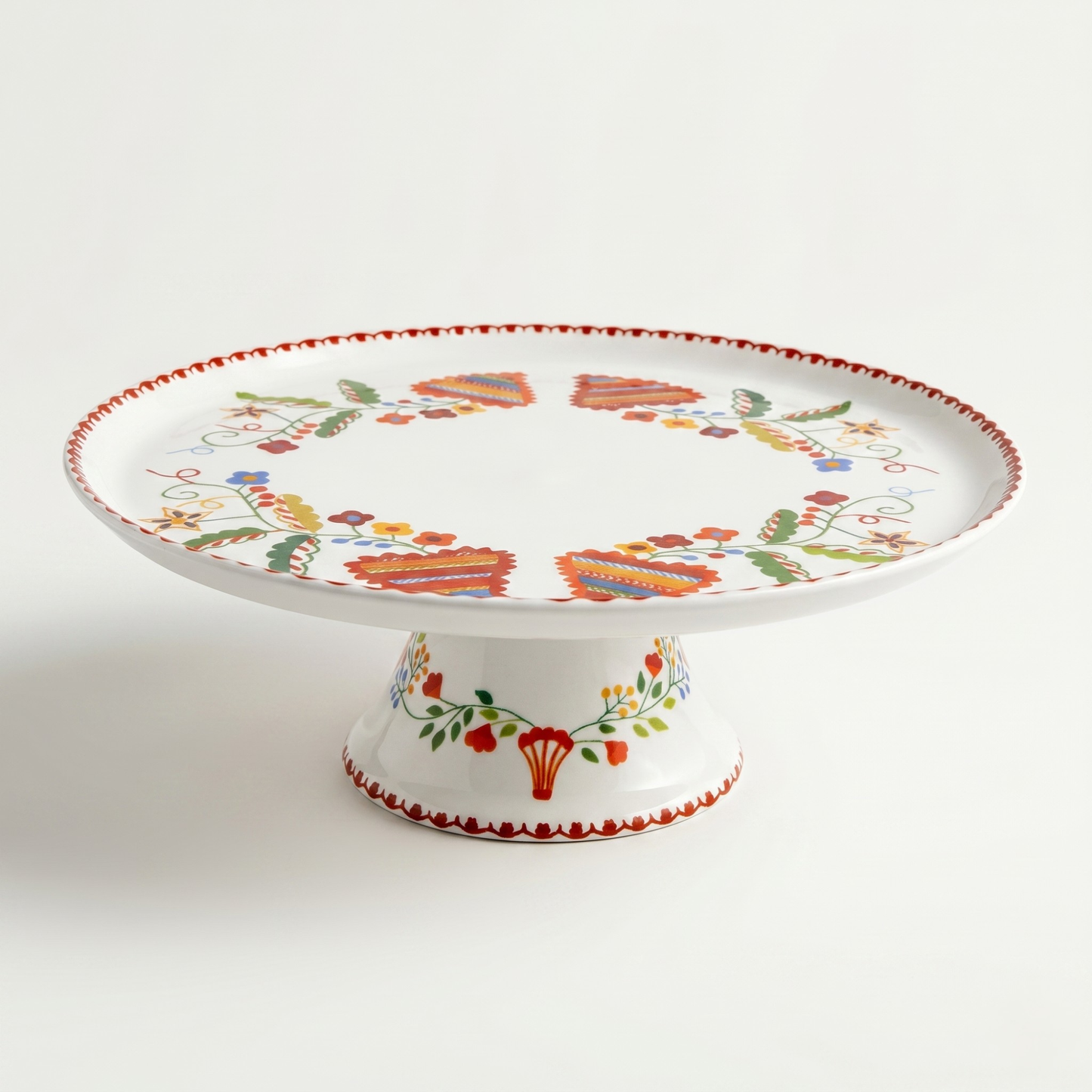 Prato de Bolo com Pé Vista Alegre Vila Verde – Porcelana