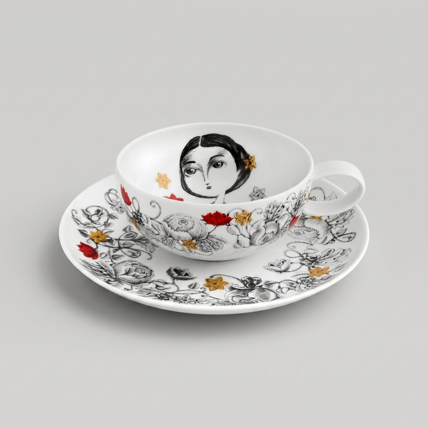 Conjunto 6 Chávenas de Chá Vista Alegre Rainhas de Portugal – Porcelana