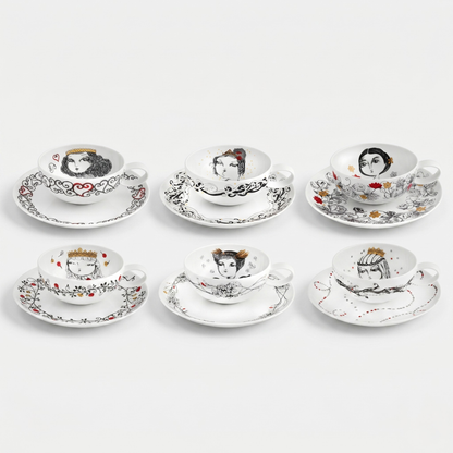 Conjunto 6 Chávenas de Chá Vista Alegre Rainhas de Portugal – Porcelana