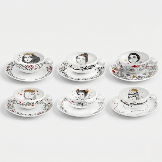 Conjunto 6 Chávenas de Chá Vista Alegre Rainhas de Portugal – Porcelana