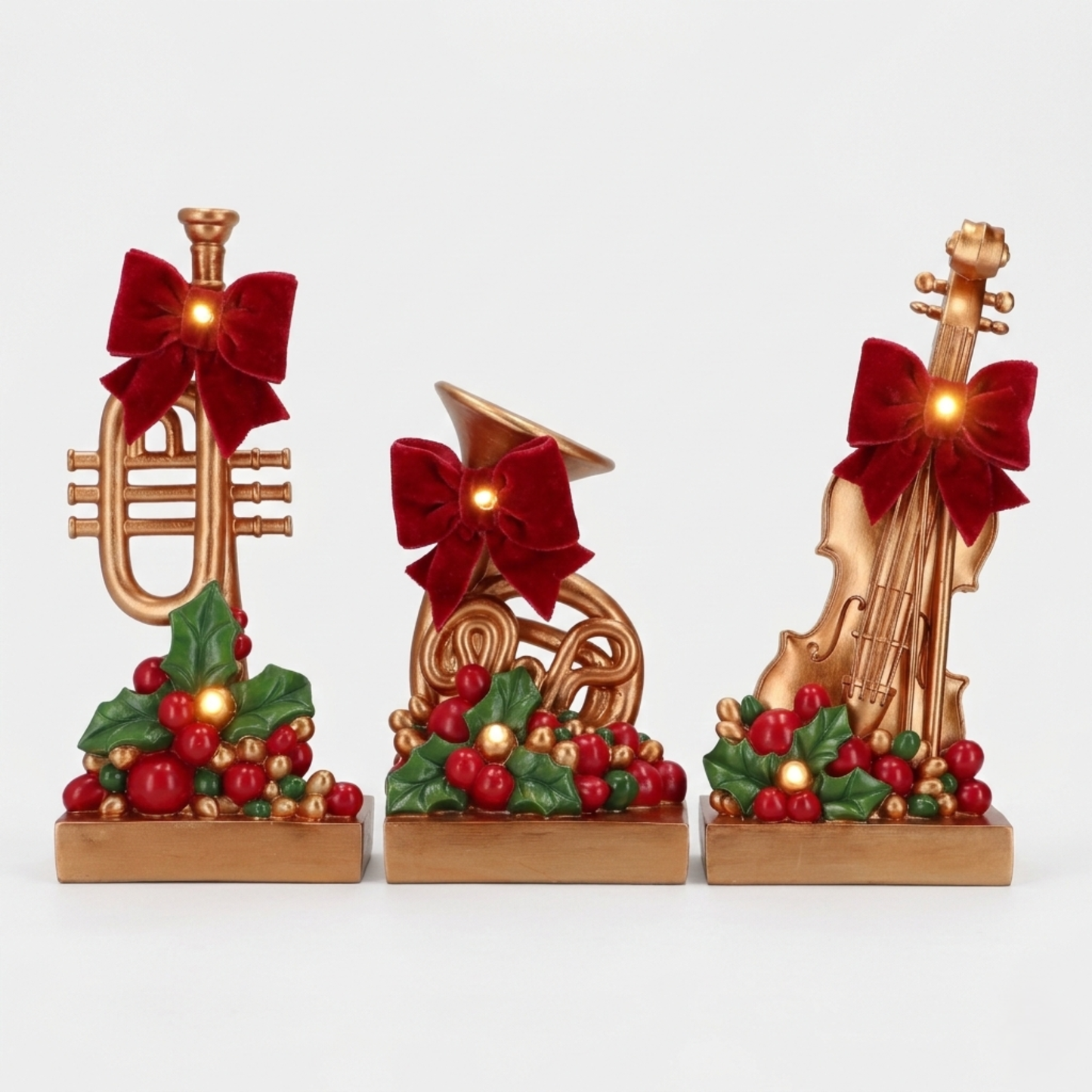 Musical Christmas Figurine – Gold Instrument, 3 Variants