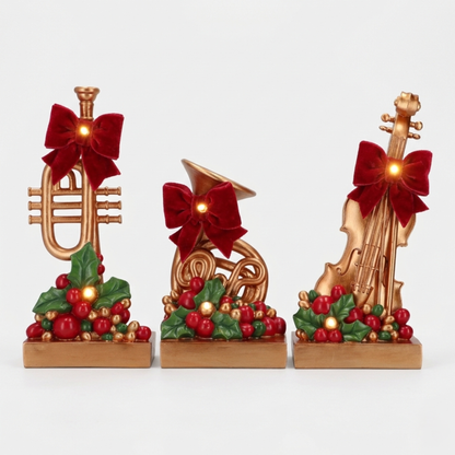 Musical Christmas Figurine – Gold Instrument, 3 Variants