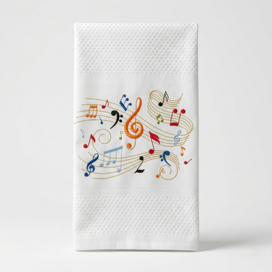 Musical Notes Embroidered Kitchen Towel