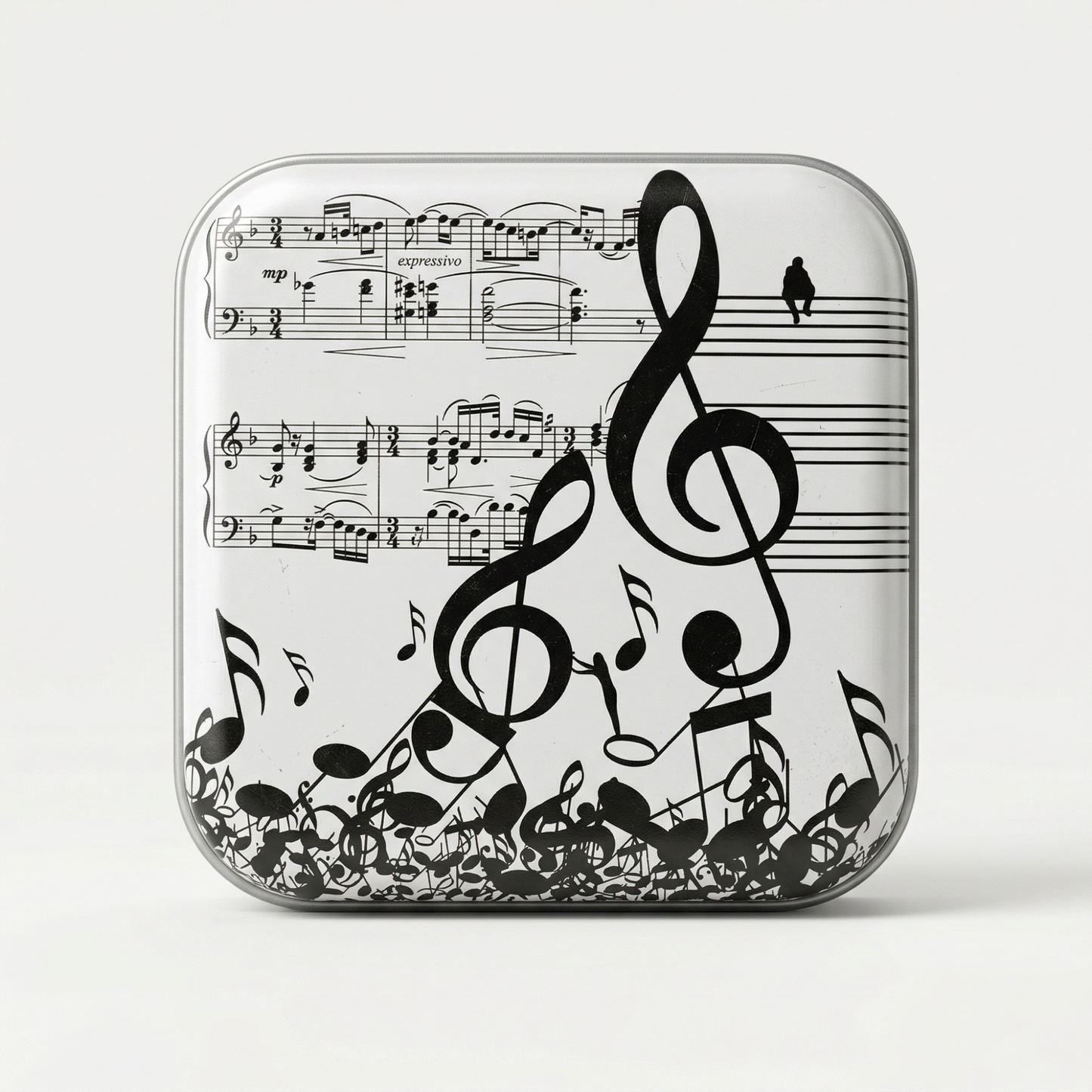 Treble clef metal lapel pin in premium gift box