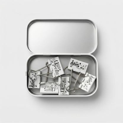 Musical Binder Clips – Notes & Clef Design, Set of 6