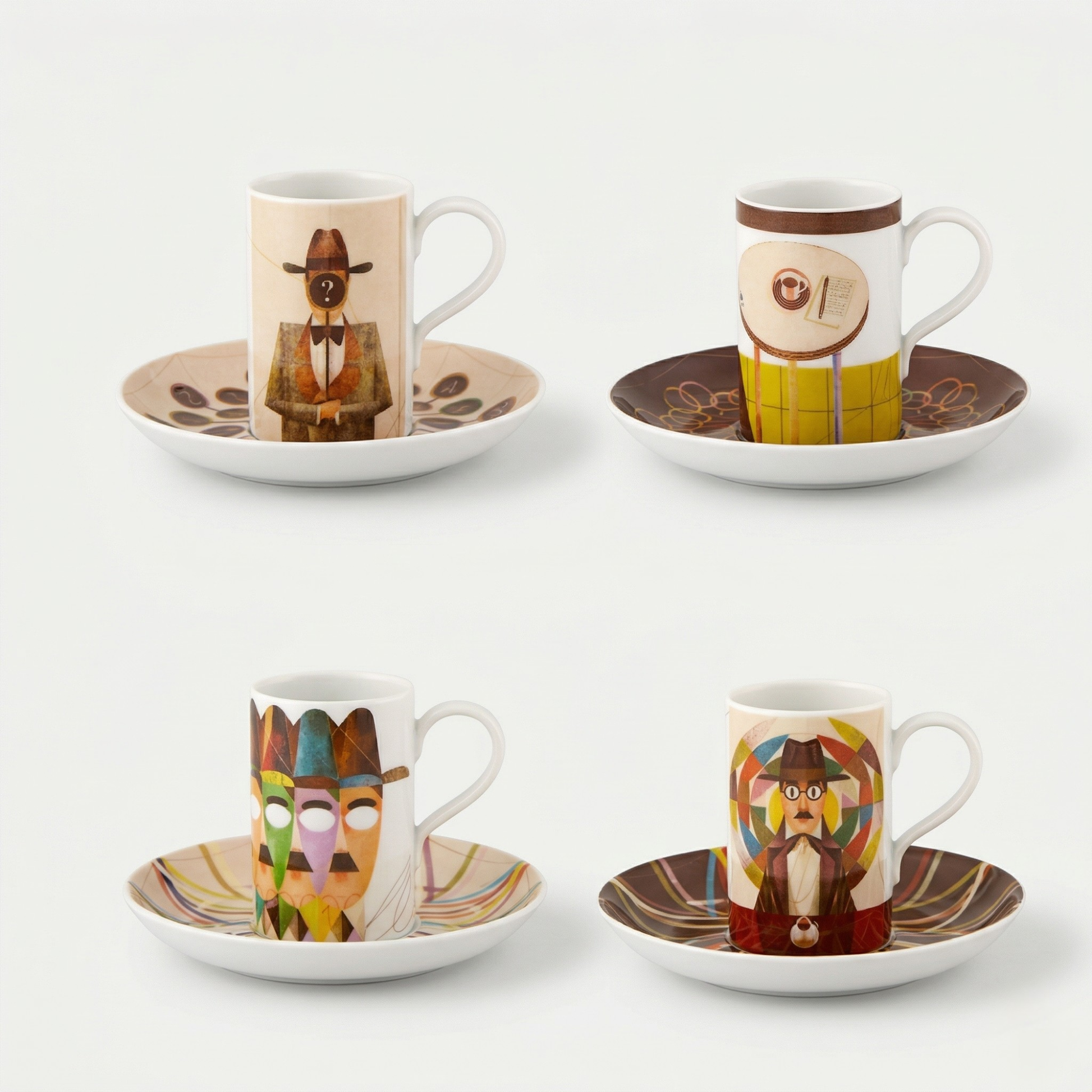 Vista Alegre Fernando Pessoa porcelain espresso cups set of 4 with saucers