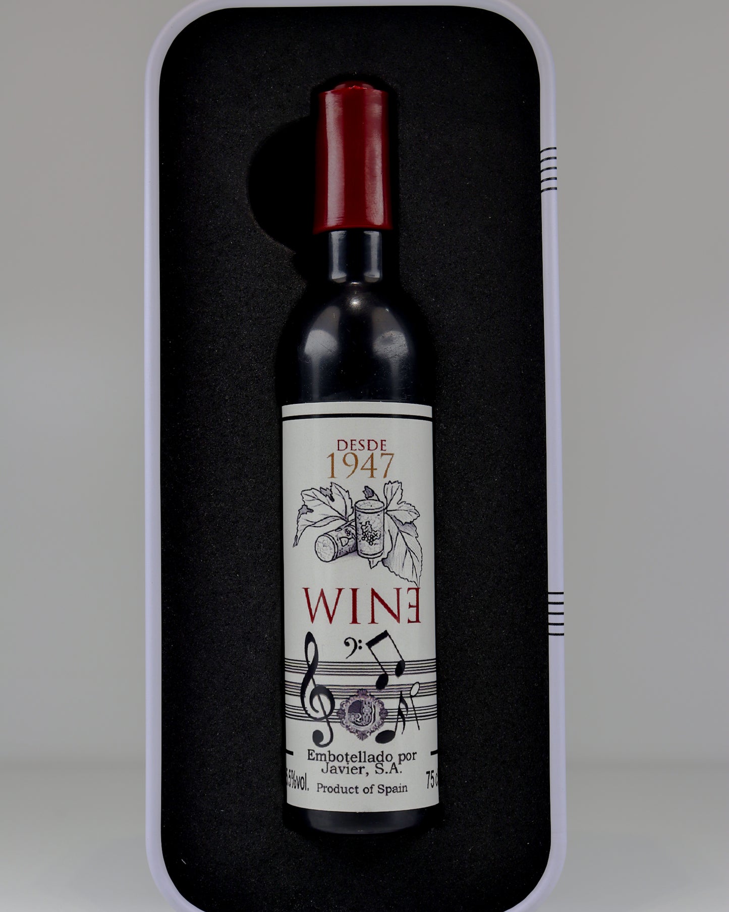 Saca-Rolhas em Forma de Garrafa com Caixa Musical