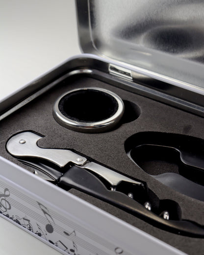 Conjunto de Acessórios de Vinho com Caixa Musical