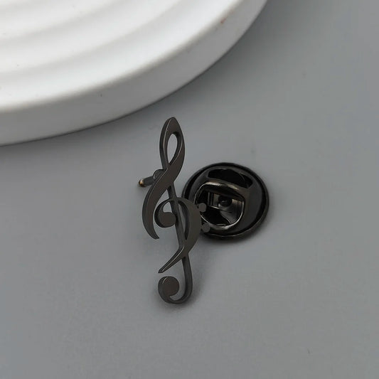 Music Clef Pin – Treble and Bass Clef Black